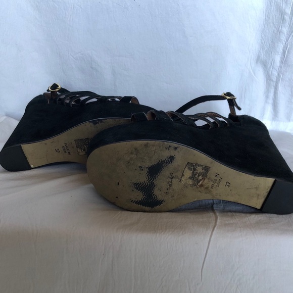 Topshop Black Strappy Wedges - Picture 4 of 4